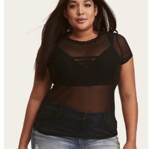 Torrid Black Mesh Short Sleeve Top
